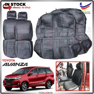 [3 ROW] Toyota Avanza 2G 2012 RED LINE Stitching Original Fitting Thick Leather Cowhide PU Car Cushion Seat Cover