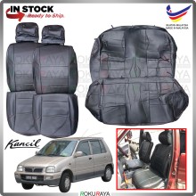 Perodua Kancil Bulat Petak 660 850 RED LINE Stitching Original Fitting Thick Leather Cowhide PU Car Cushion Seat Cover