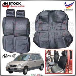 Perodua Kancil Bulat Petak 660 850 RED LINE Stitching Original Fitting Thick Leather Cowhide PU Car Cushion Seat Cover
