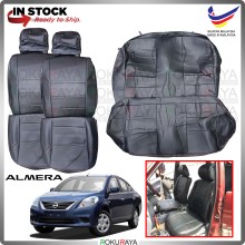 Nissan Almera N17 RED LINE Stitching Original Fitting Thick Leather Cowhide PU Car Cushion Seat Cover