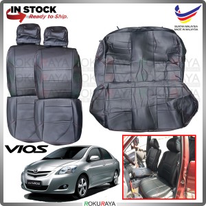 Toyota Vios Dugong NCP93 RED LINE Stitching Original Fitting Thick Leather Cowhide PU Car Cushion Seat Cover