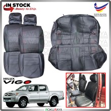 Toyota Hilux Vigo 2005-2015 RED LINE Stitching Original Fitting Thick Leather Cowhide PU Car Cushion Seat Cover