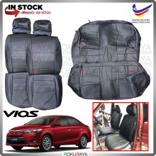 Toyota Vios Keli NCP150 2013-2018 RED LINE Stitching Original Fitting Thick Leather Cowhide PU Car Cushion Seat Cover