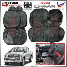[VIP] Isuzu Dmax D-Max 2012 RED LINE Stitching Original Fitting Thick Leather Cowhide PU Car Cushion Seat Cover