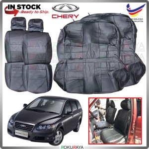 [3 ROW] Chery Eastar V5 RED LINE Stitching Original Fitting Thick Leather Cowhide PU Car Cushion Seat Cover
