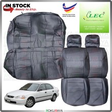 [LEC] Honda Civic EK SO4 [ARMREST] RED LINE Stitching Original Fitting Thick Leather Cowhide PU Car Cushion Seat Cover