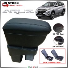 Perodua Aruz All Models Custom Fit Multi Purpose USB Chrome Redline Leather Arm Rest Center Console Box