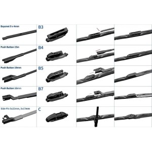 Multi Clip Adaptor Silicone Wiper Car 1Pcs - Mercedes BMW Audi Peugeot Ford Kia Hyundai Proton Perodua Toyota Honda 