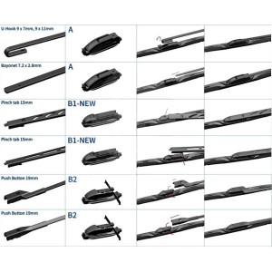 Multi Clip Adaptor Silicone Wiper Car 1Pcs - Mercedes BMW Audi Peugeot Ford Kia Hyundai Proton Perodua Toyota Honda 