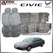 [GREY] Honda Civic EG SR4 Local PVC PU Semi Leather Custom Fitting Cushion Cover Car Seat