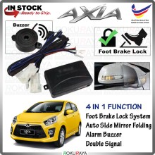 Perodua Axia 2014-2016 MIRROR FOLD ALARM BUZZER Plug & Play Foot Brake Auto Door Lock Socket Car