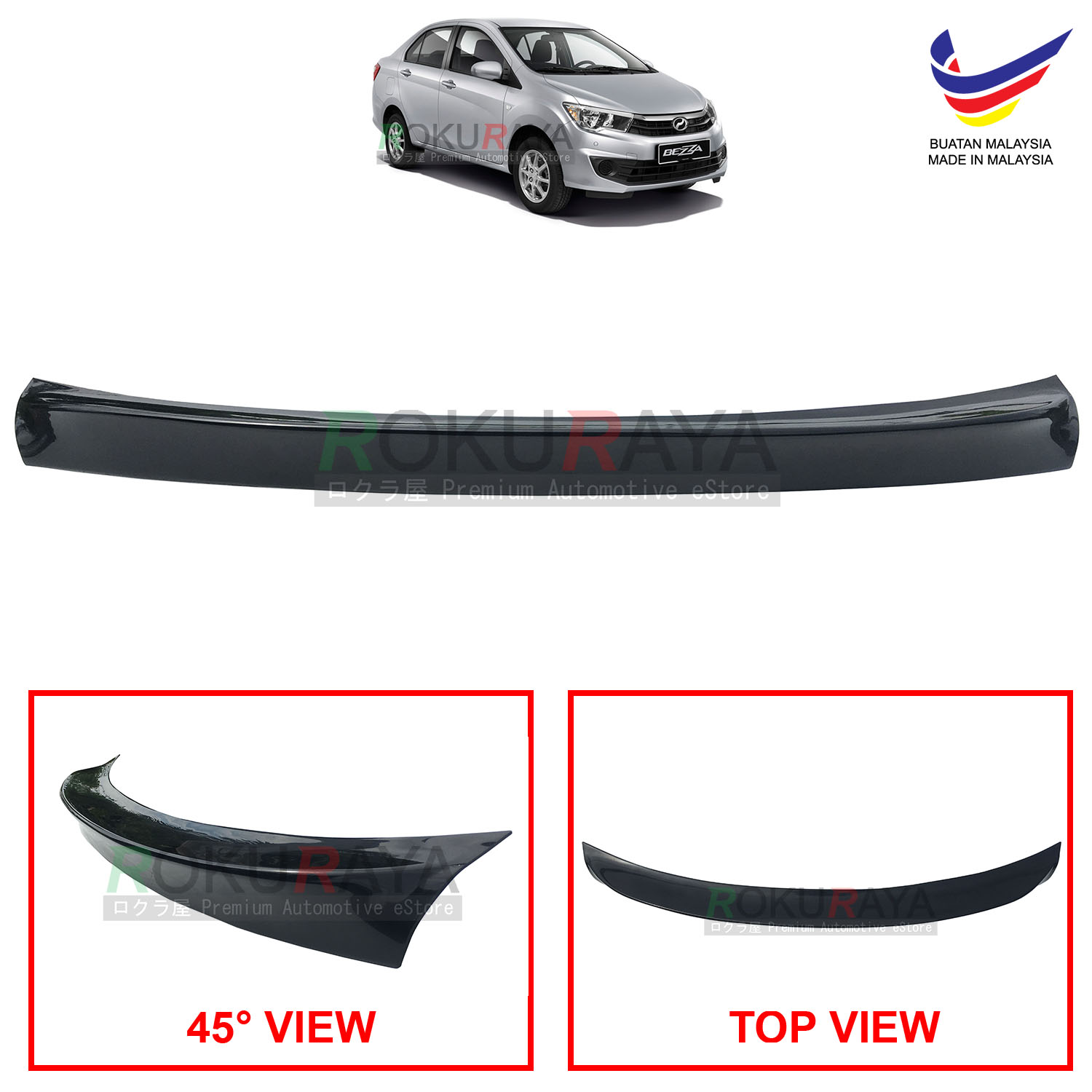 [BLACK] Perodua Bezza 2016 Ducktail ABS Plastic OEM Rear Bonnet Trunk ...