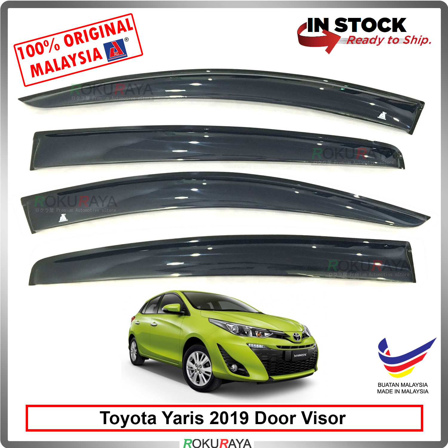 Toyota Yaris 2019 AG Door Visor Air Press Wind Deflector (Big 12cm Width)