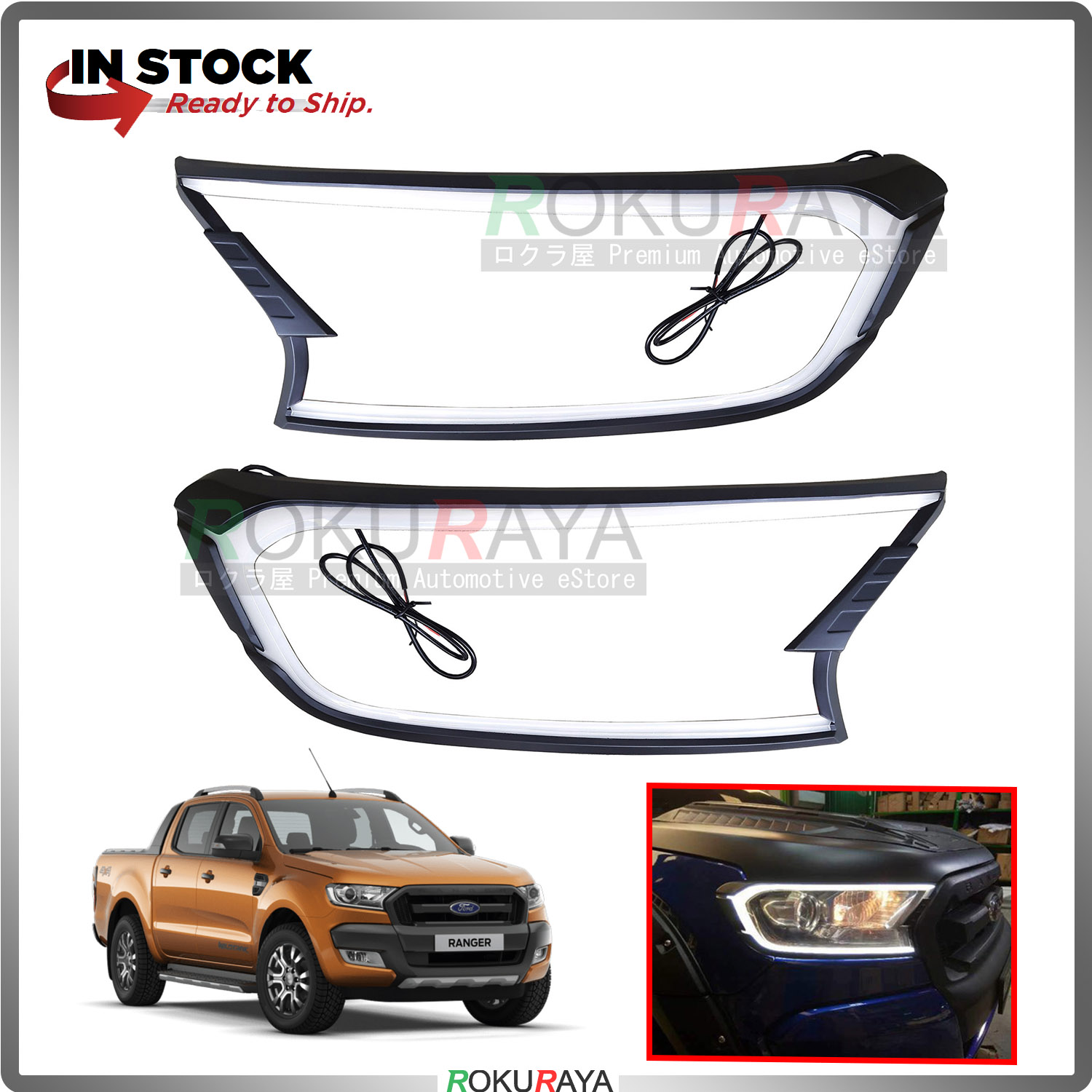 Ford Ranger T6 T7 Front Head Lamp Cover Trim Garnish Matt 